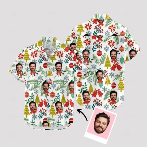 Tropical Christmas shirt with surfing Santa in Hawaiian theme