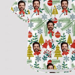 Tropical Christmas shirt with surfing Santa in Hawaiian theme