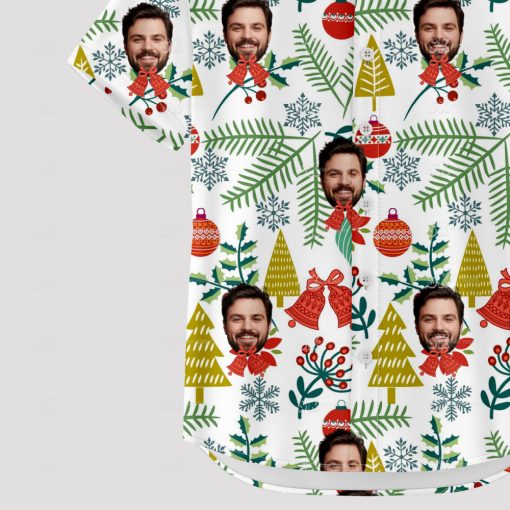 Tropical Christmas shirt with surfing Santa in Hawaiian theme
