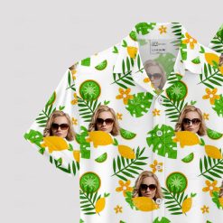 White short sleeve women's Hawaiian shirt with custom face print