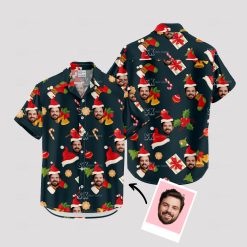 Women's tropical Christmas shirt with Santa Claus Hawaiian design