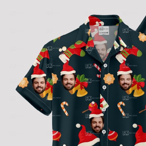 Women's tropical Christmas shirt with Santa Claus Hawaiian design