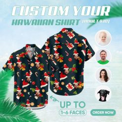 Women's tropical Christmas shirt with Santa Claus Hawaiian design