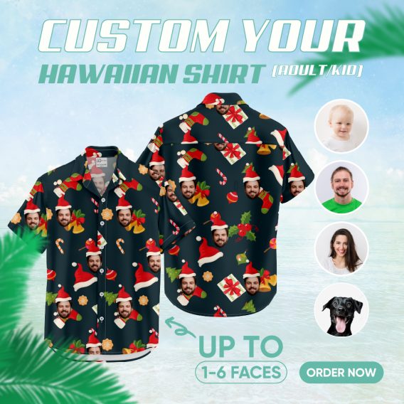 Women's tropical Christmas shirt with Santa Claus Hawaiian design