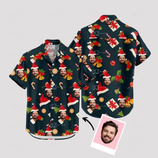 Women's tropical Christmas shirt with Santa Claus Hawaiian design