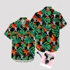 Black tropical cow Hawaiian shirt with vibrant cattle print design