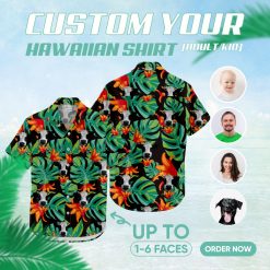 Black tropical cow Hawaiian shirt with vibrant cattle print design