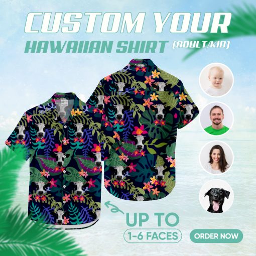 colorful cattle hawaiian shirt with cow print design for summer