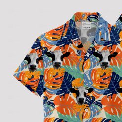 Colorful cow print Hawaiian shirt featuring playful cow patterns