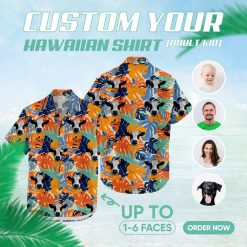 Colorful cow print Hawaiian shirt featuring playful cow patterns
