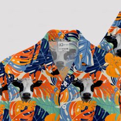 Colorful cow print Hawaiian shirt featuring playful cow patterns