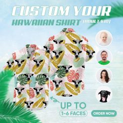 Cow print Hawaiian shirt with black and white cattle pattern