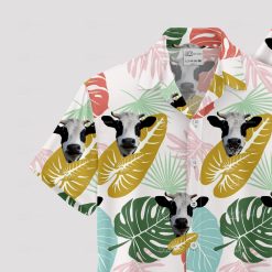 Cow print Hawaiian shirt with black and white cattle pattern