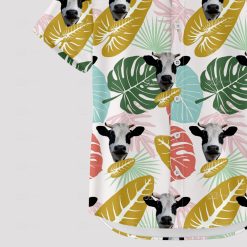 Cow print Hawaiian shirt with black and white cattle pattern