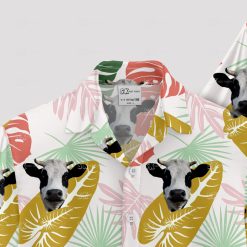 Cow print Hawaiian shirt with black and white cattle pattern