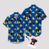 Blue Hawaiian shirt with black dog faces and yellow rubber ducks