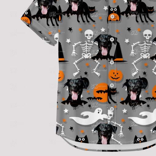 Halloween aloha shirt featuring spooky and fun Hawaiian design