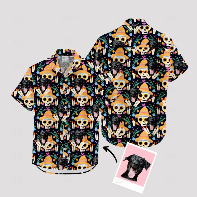 Halloween Hawaiian Shirt – Black Custom Face Print for Spooky Parties