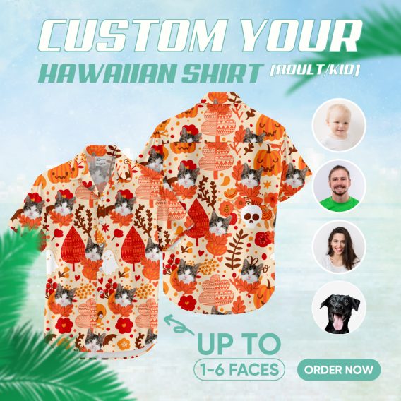 women's halloween hawaiian shirt with spooky and fun design