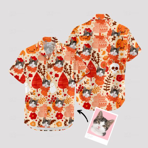 women's halloween hawaiian shirt with spooky and fun design