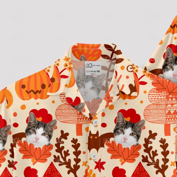 women's halloween hawaiian shirt with spooky and fun design