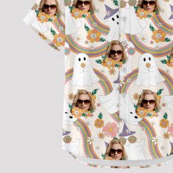 Halloween Hawaiian shirt for women with floral and custom design