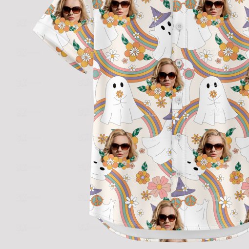 Halloween Hawaiian shirt for women with floral and custom design