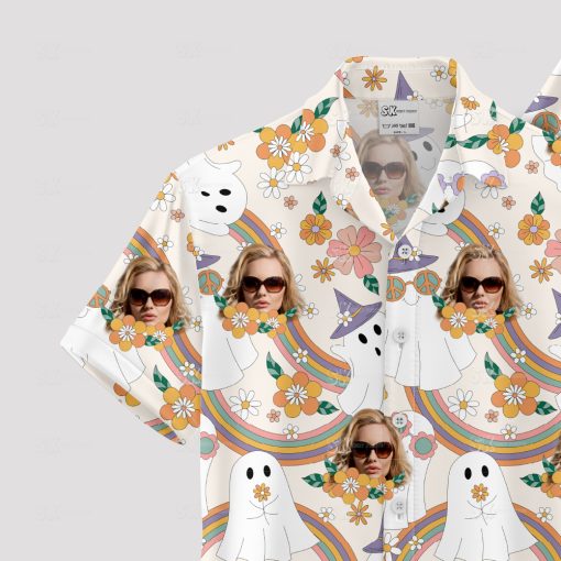 Halloween Hawaiian shirt for women with floral and custom design