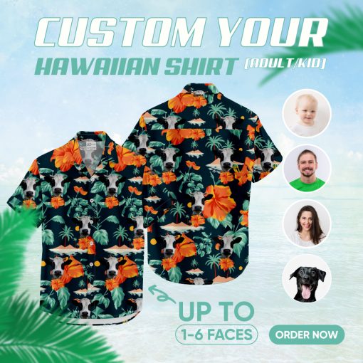 Colorful hawaiian shirt with playful cow print for summer outfits