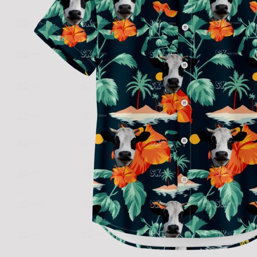 Colorful hawaiian shirt with playful cow print for summer outfits