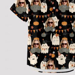 women's halloween hawaiian shirt with fun spooky-themed design
