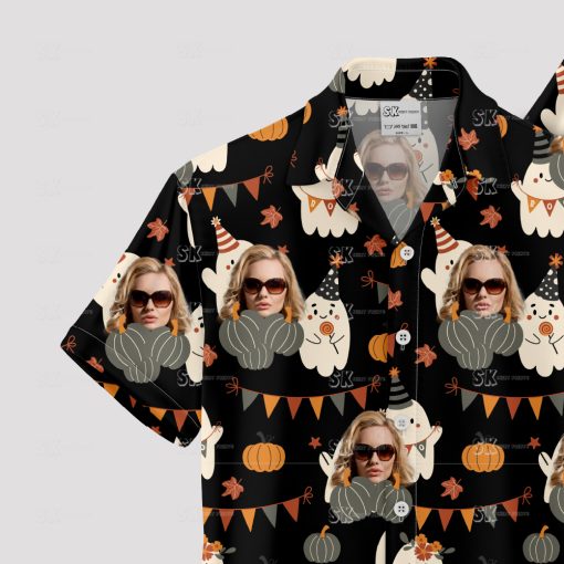 women's halloween hawaiian shirt with fun spooky-themed design