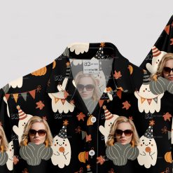 women's halloween hawaiian shirt with fun spooky-themed design