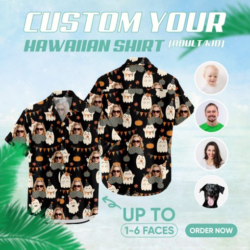 women's halloween hawaiian shirt with fun spooky-themed design
