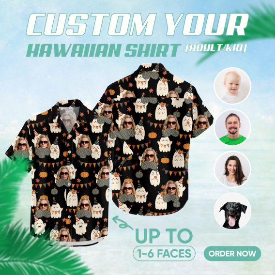 women's halloween hawaiian shirt with fun spooky-themed design