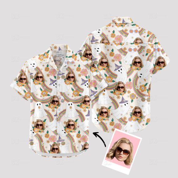 women's halloween hawaiian shirt with floral pattern