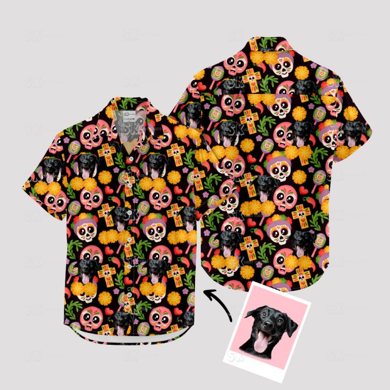 Mens Halloween Hawaiian Shirt – Skulls Pumpkins Custom Face Print