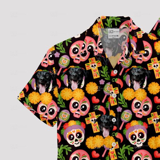 mens halloween hawaiian shirt with spooky themed design