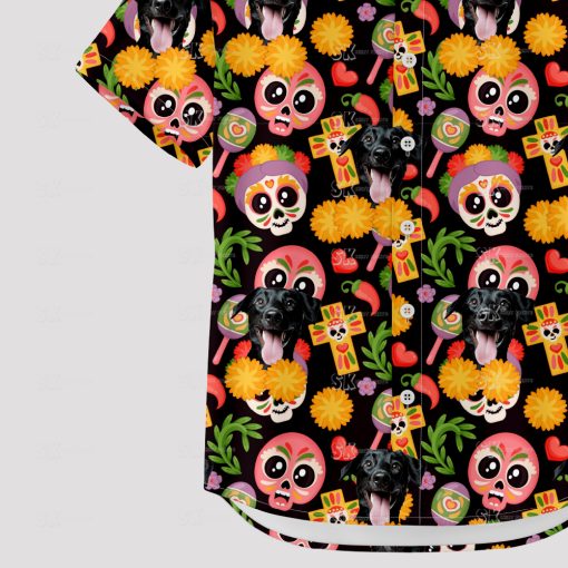mens halloween hawaiian shirt with spooky themed design