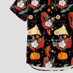 Mens Hawaiian Halloween shirt with spooky patterns for parties