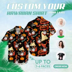 Mens Hawaiian Halloween shirt with spooky patterns for parties