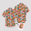 Men's pink lion Hawaiian shirt with tribal and vintage design