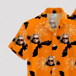 orange and black halloween hawaiian shirt for parties and events