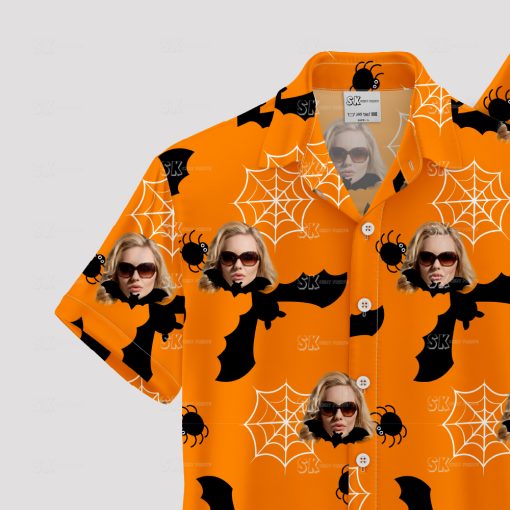 orange and black halloween hawaiian shirt for parties and events