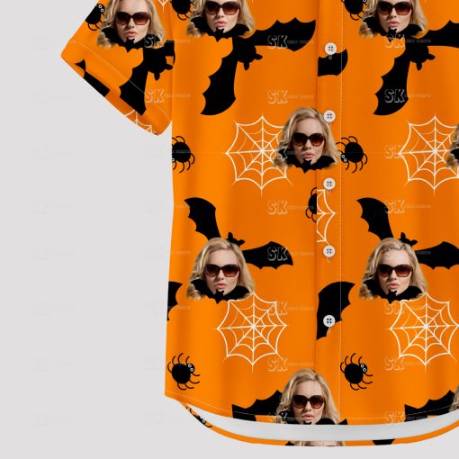 orange and black halloween hawaiian shirt for parties and events