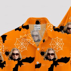 orange and black halloween hawaiian shirt for parties and events