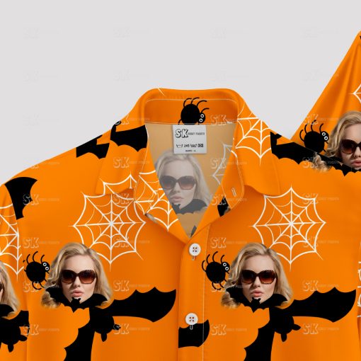 orange and black halloween hawaiian shirt for parties and events