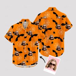 orange and black halloween hawaiian shirt for parties and events