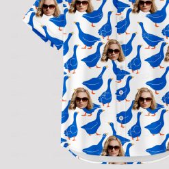 Blue ducks and faces on white oregon duck hawaiian shirt
