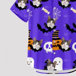 Personalized cat Hawaiian shirt in purple for Halloween parties